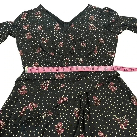 Kate & Mallory Black Gold Floral Long Sleeve V-Neck Maxi Dress Women’s size XS - Picture 7 of 16